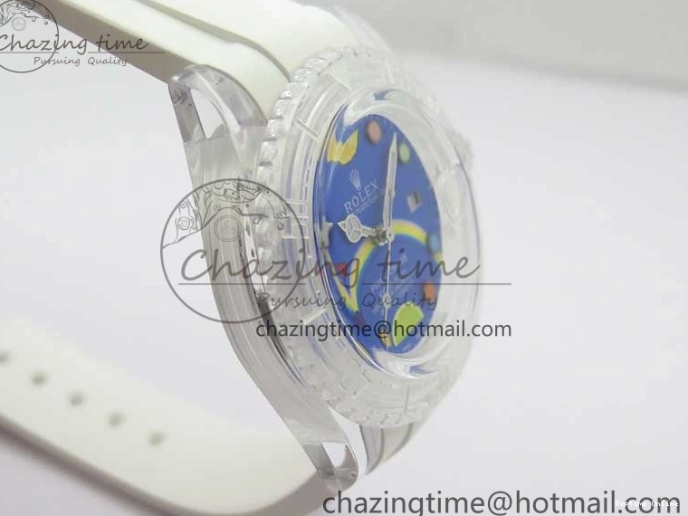 1219 Submariner Phantomlab Transparent KZF Best Edition Blue Fruit Dial on White Rubber Strap VR Classic 2563